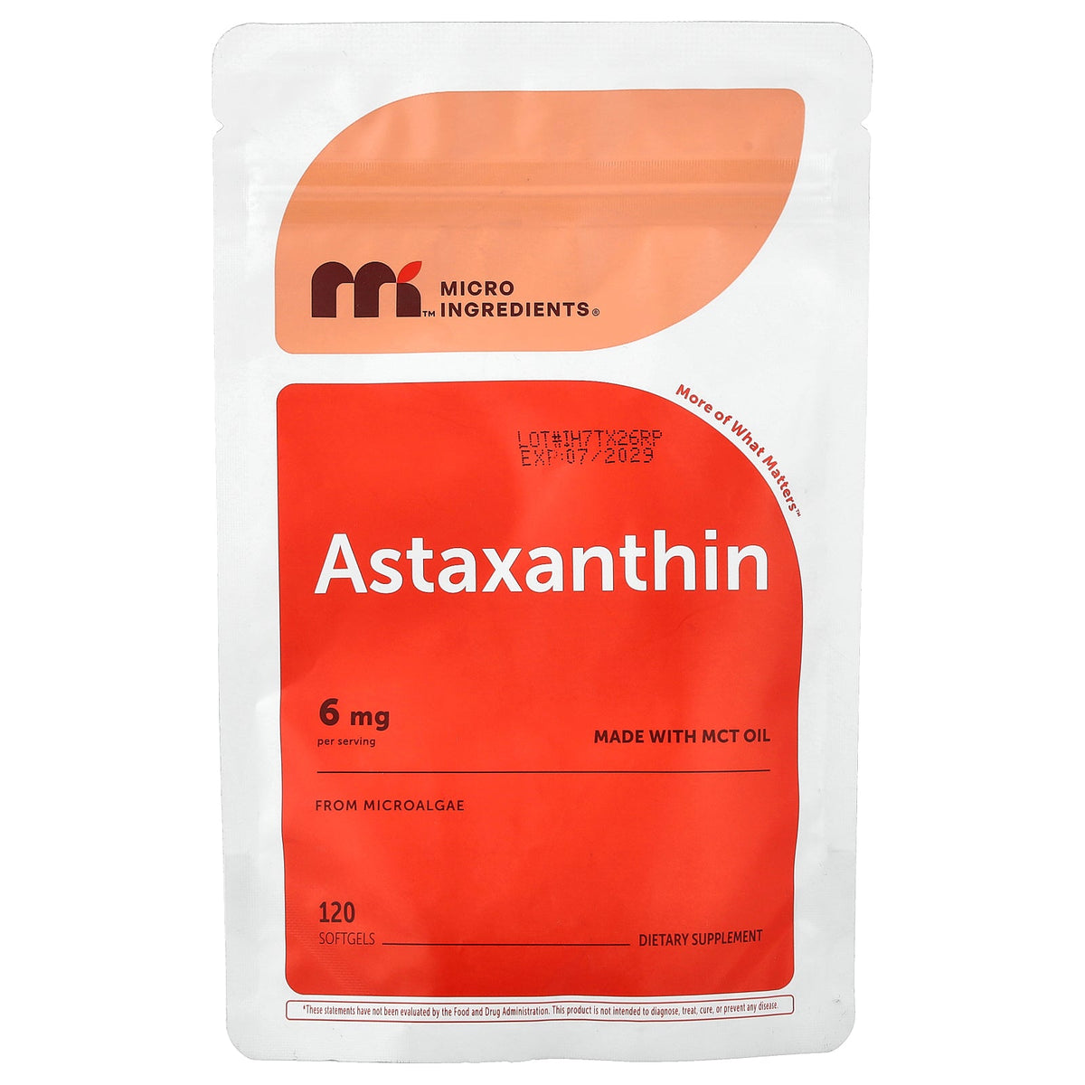 Micro Ingredients, Astaxanthin, 6 mg, 120 Softgels