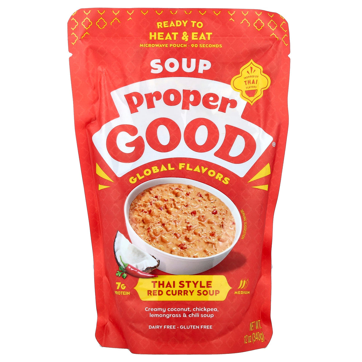 Proper Good, Ready to Heat & Eat, Thai Style, Red Curry Soup, Medium, 12 oz (340 g)