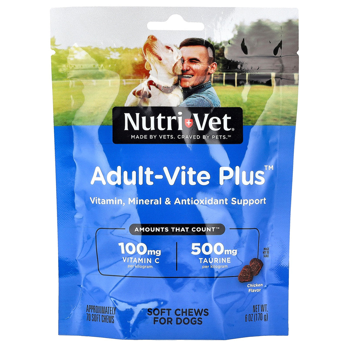 Nutri-Vet, Adult-Vite Plus™, For Dogs, Chicken, 70 Soft Chews, 6 oz (170 g)
