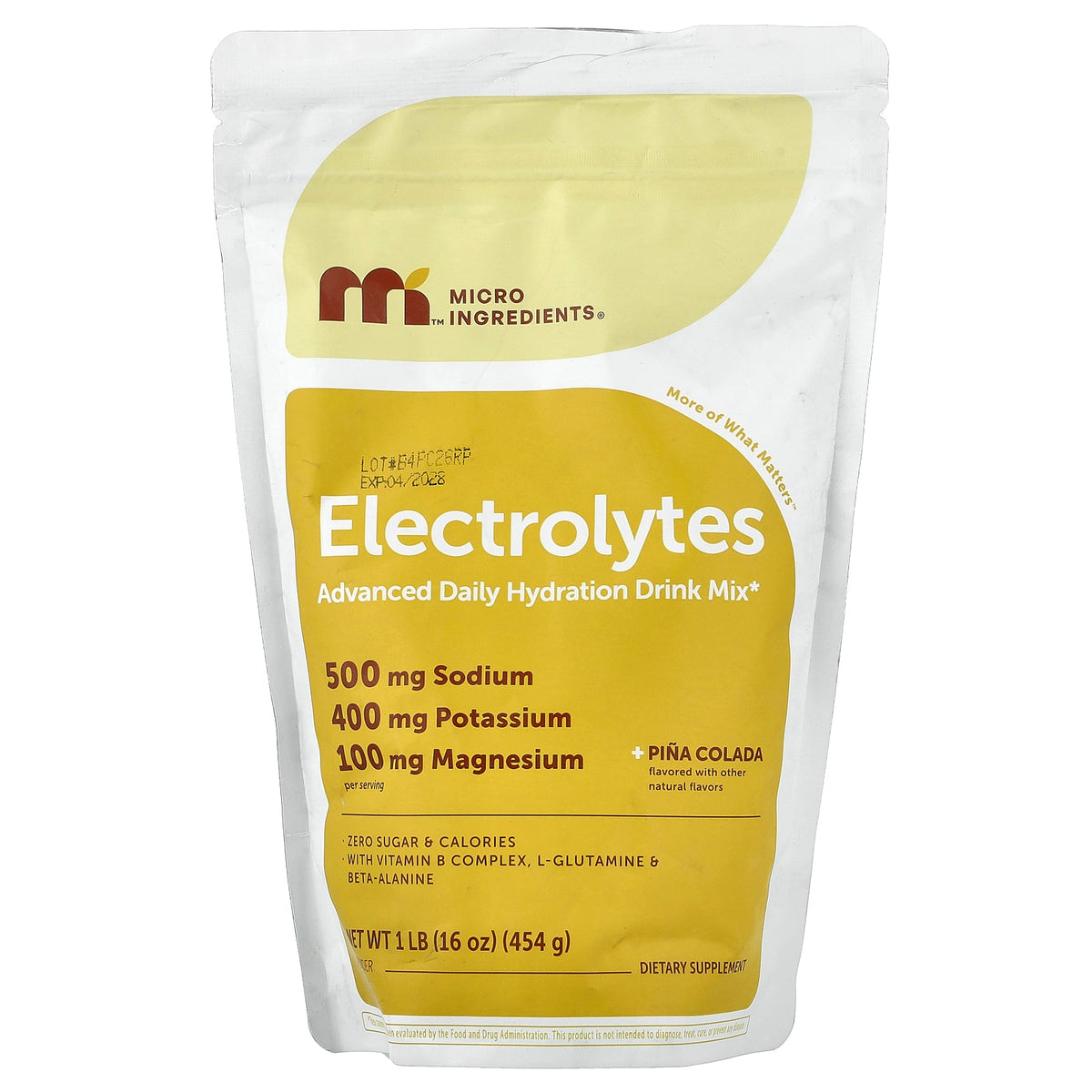 Micro Ingredients, Electrolytes Powder, Pina Colada, 1 lb (454 g)