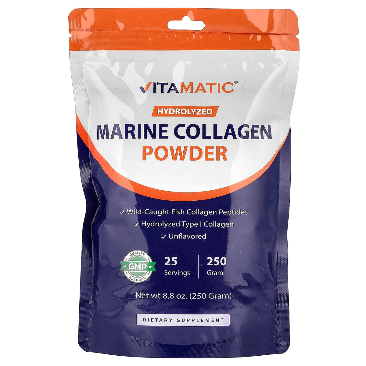 Vitamatic, Hydrolyzed Marine Collagen Powder, Unflavored, 8.8 oz (250 g)