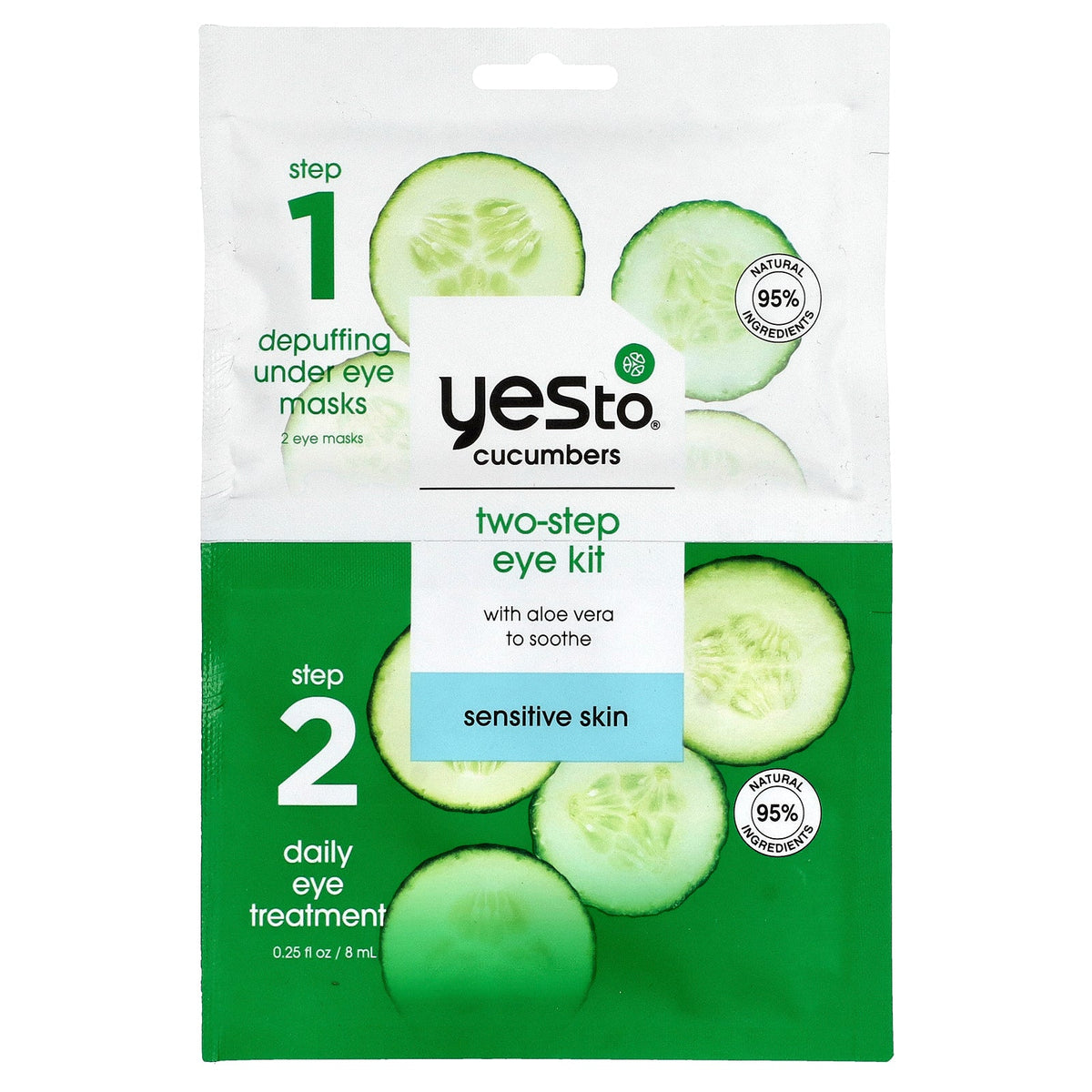 Yes To, Two-Step Eye Kit, Sensitive Skin, Cucumbers , 3 Piece Kit