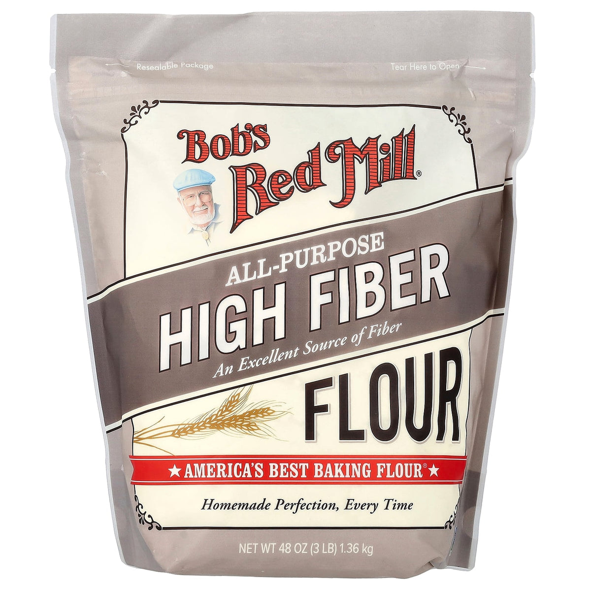 Bob's Red Mill, All-Purpose High Fiber Flour, 48 oz (1.36 kg)