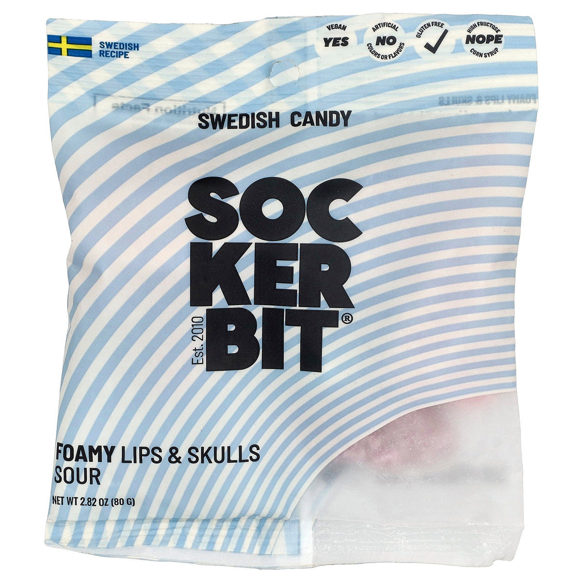 Sockerbit, Swedish Candy, Foamy Lips & Skulls, Sour, 2.82 oz (80 g)