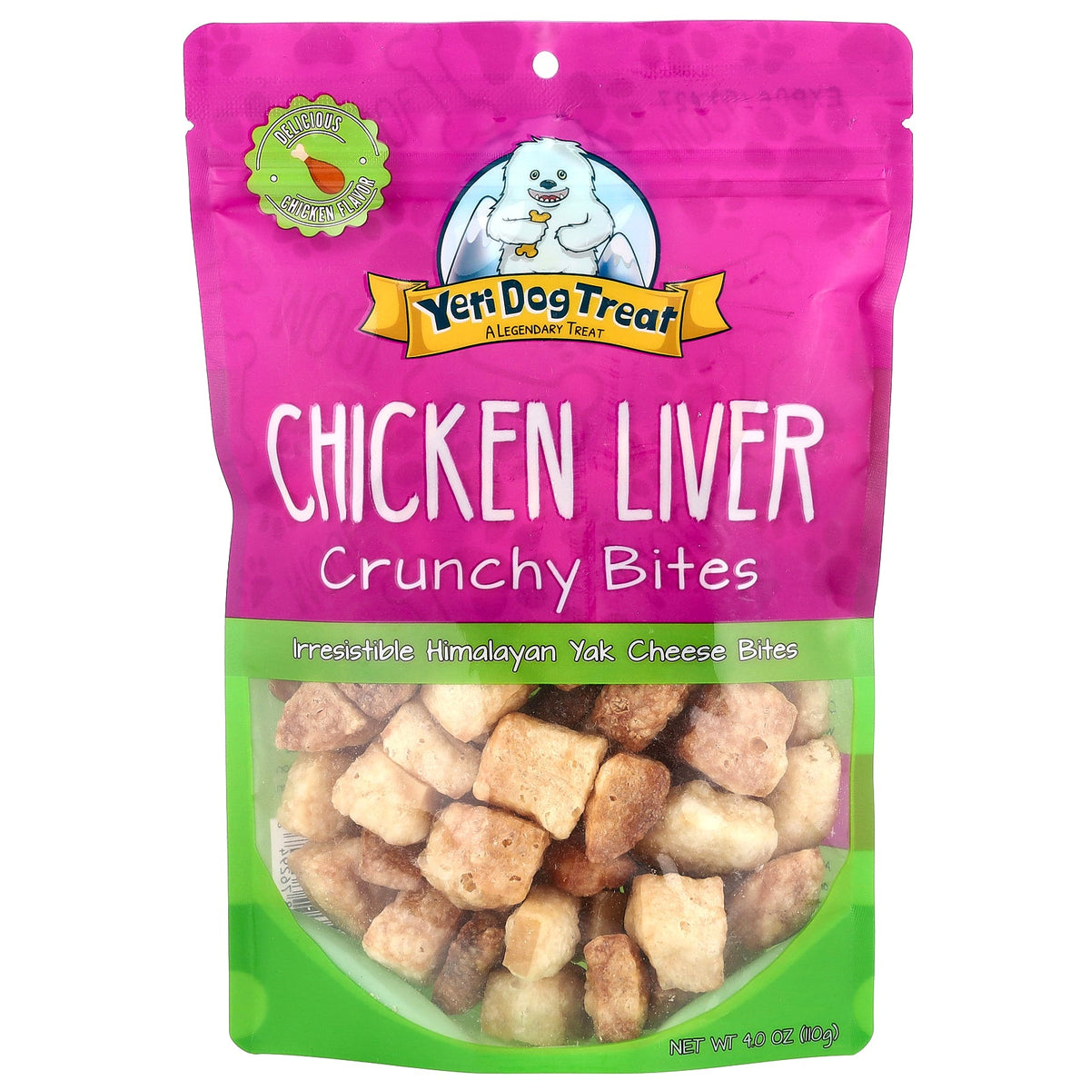 Yeti Dog Chew, Crunchy Bites, For Dogs, Chicken Liver, 4 oz (110 g)