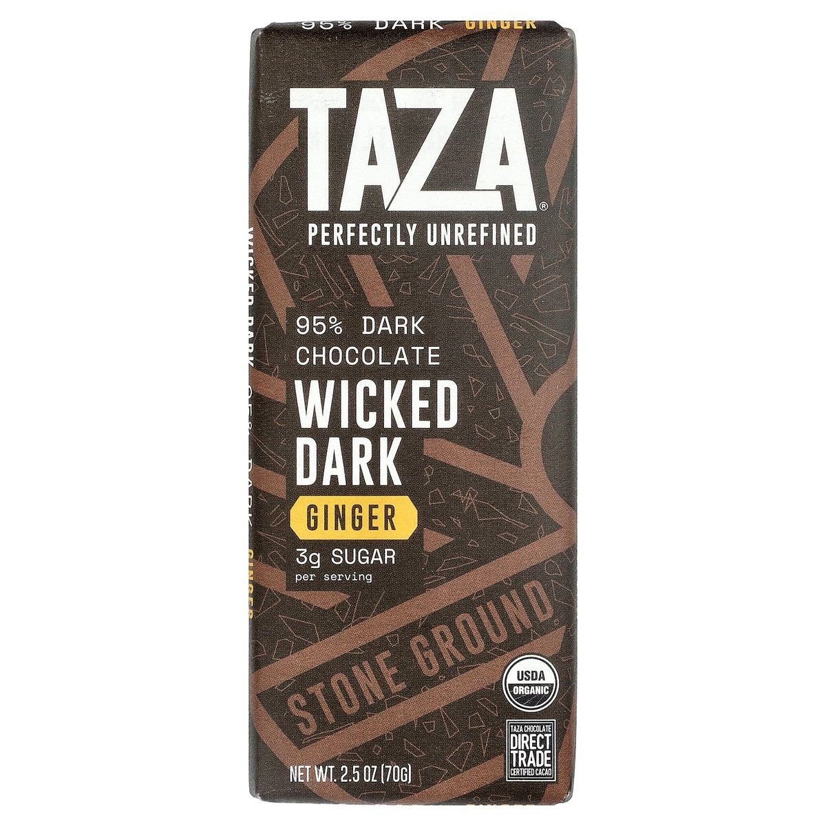 Taza Chocolate, 95% Dark Chocolate, Wicked Dark, Ginger, 2.5 oz (70 g)
