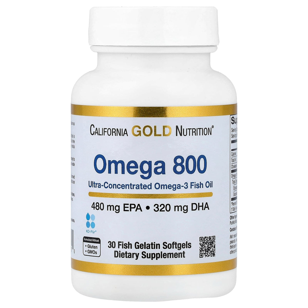 California Gold Nutrition, Omega 800, 30 Fish Gelatin Softgels (1,000 mg per Softgel)