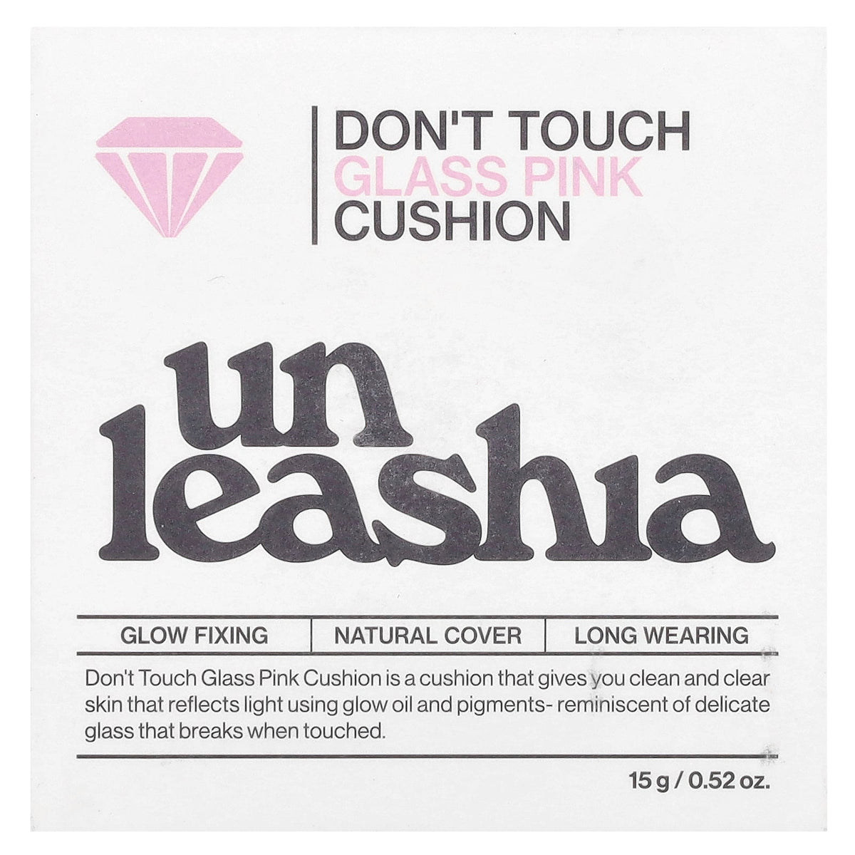 Unleashia, Don't Touch Glass Pink Cushion, SPF 50+/PA++++, 23W With Care, 0.52 oz (15 g)