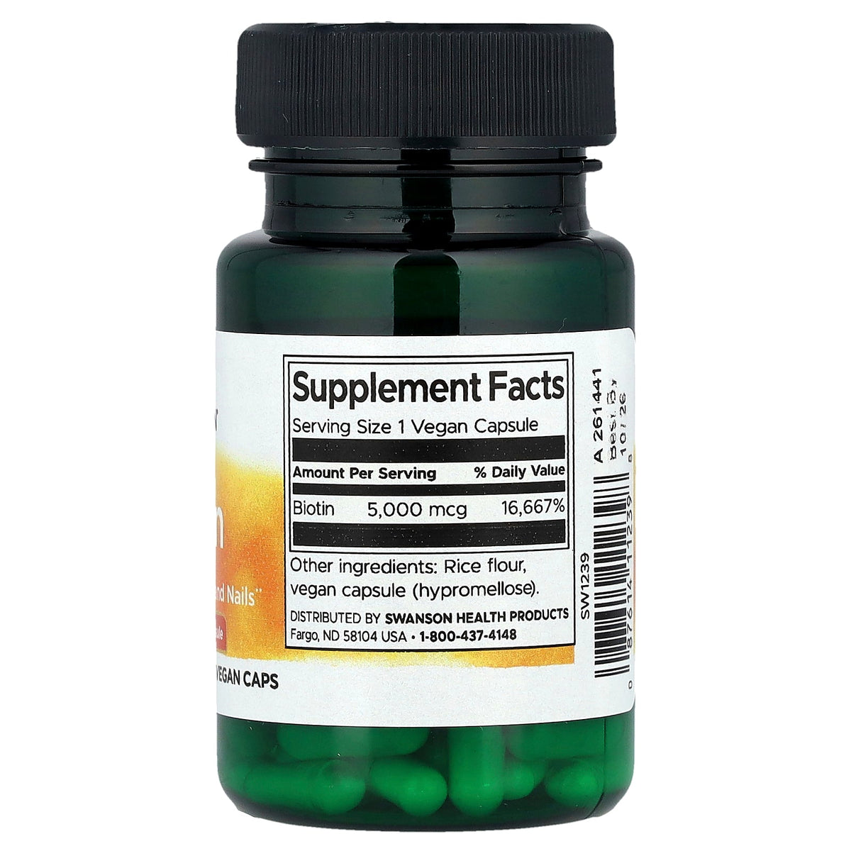 Swanson Vitamins, Biotin, 5,000 mcg, 30 Vegan Caps
