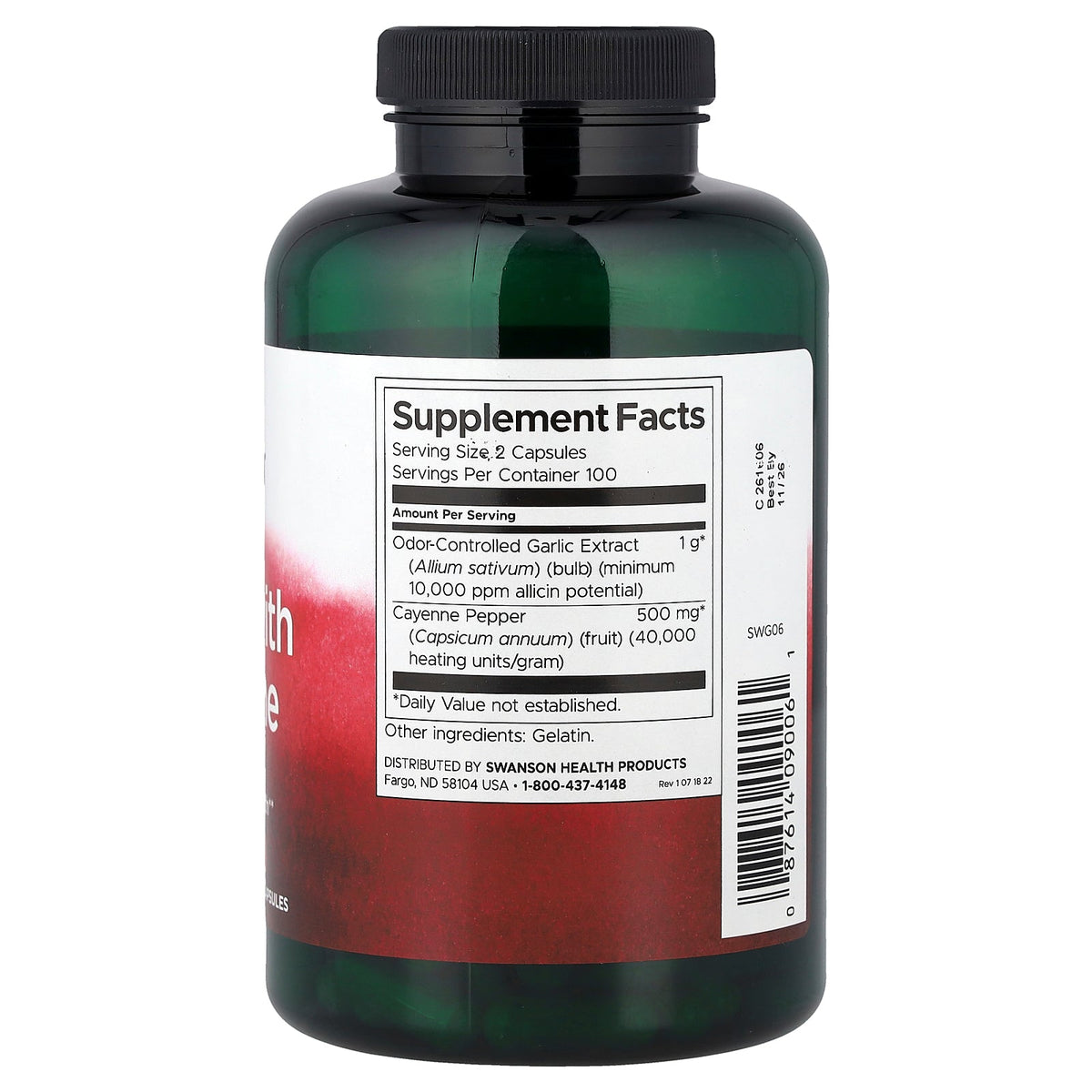 Swanson Vitamins, Garlic with Cayenne , 200 Capsules
