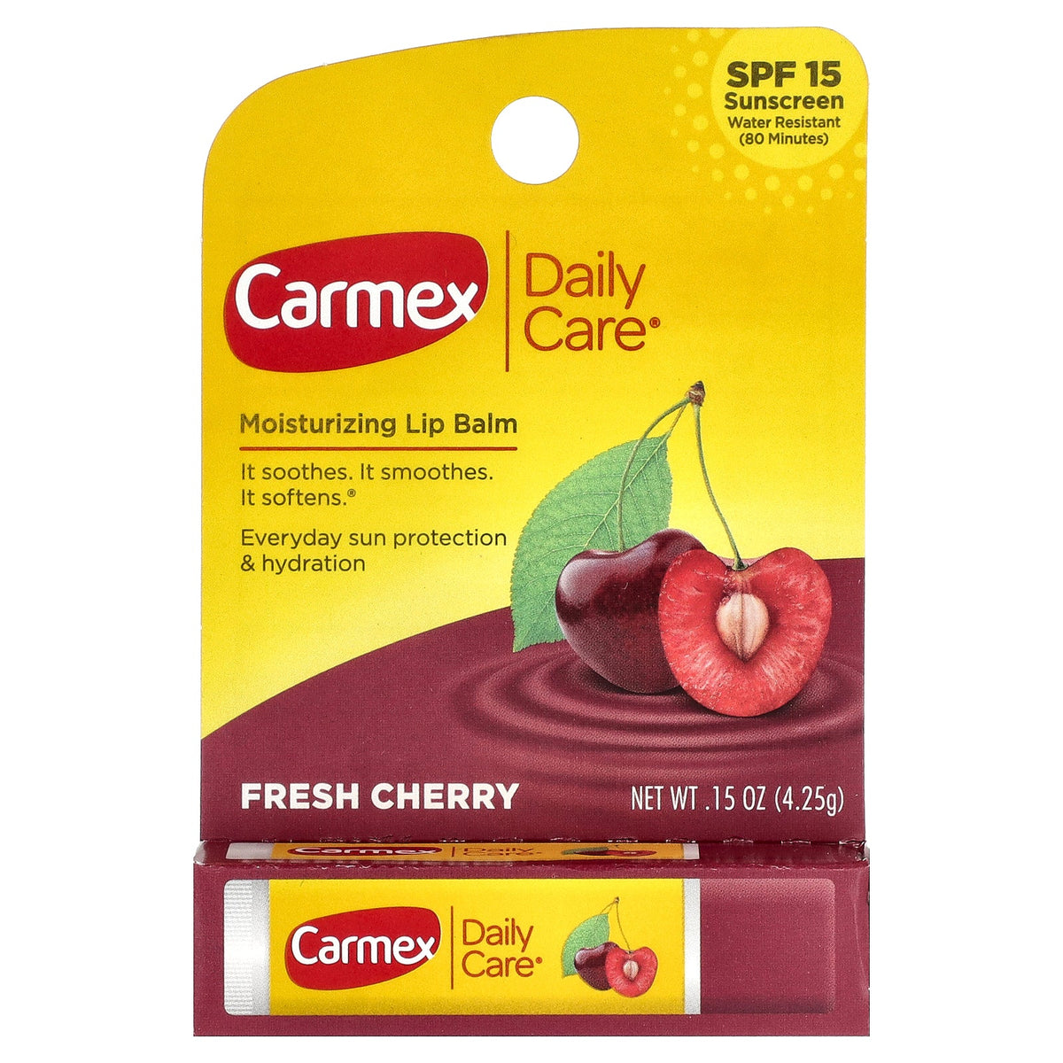 Carmex, Daily Care®, Moisturizing Lip Balm, SPF 15, Fresh Cherry, 0.15 oz (4.25 g)