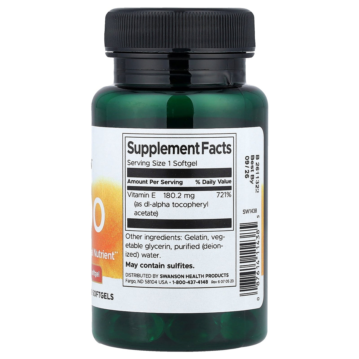 Swanson Vitamins, Vitamin E-400, 180.2 mg (400 IU), 60 Softgels