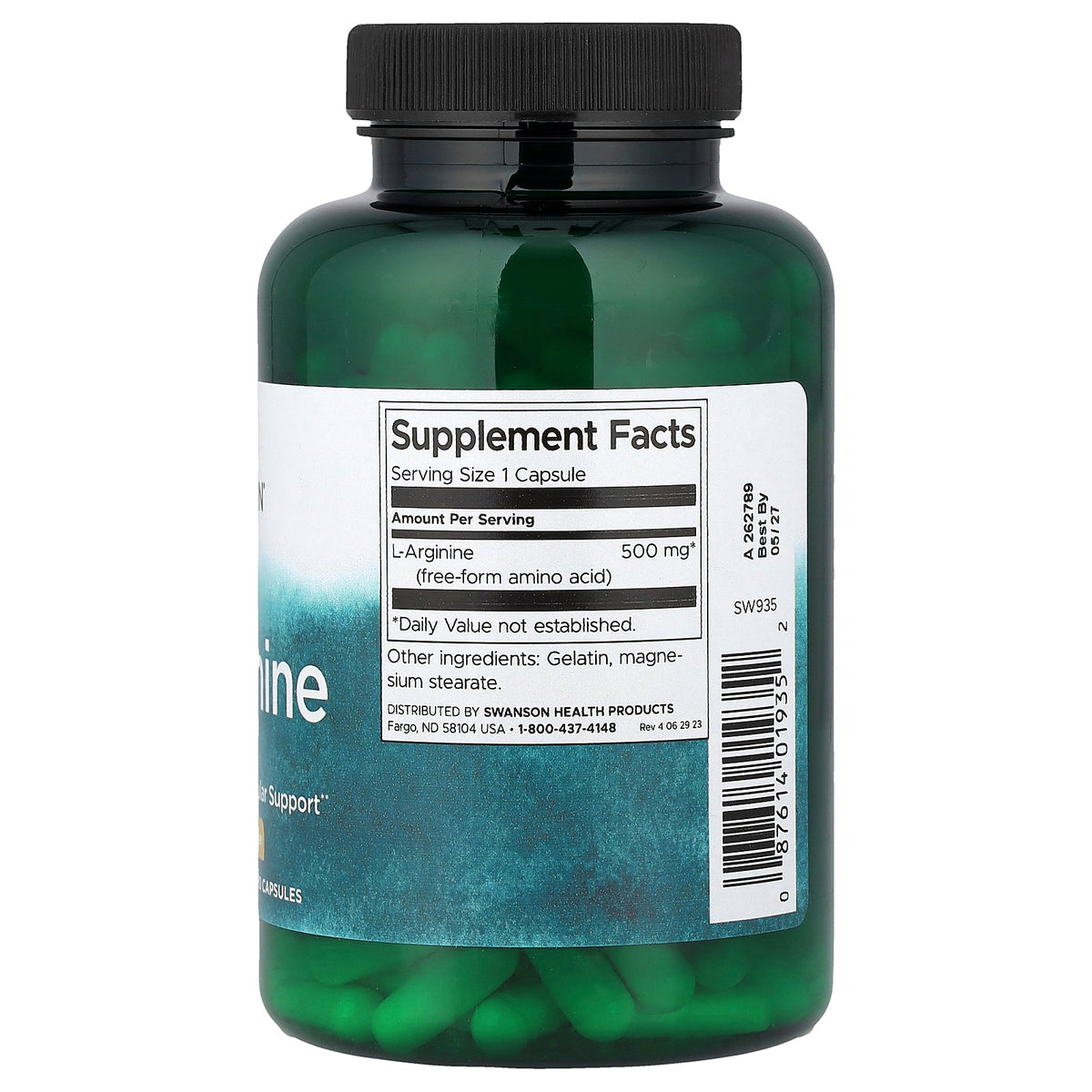 Swanson Vitamins, L-Arginine, 500 mg, 200 Capsules