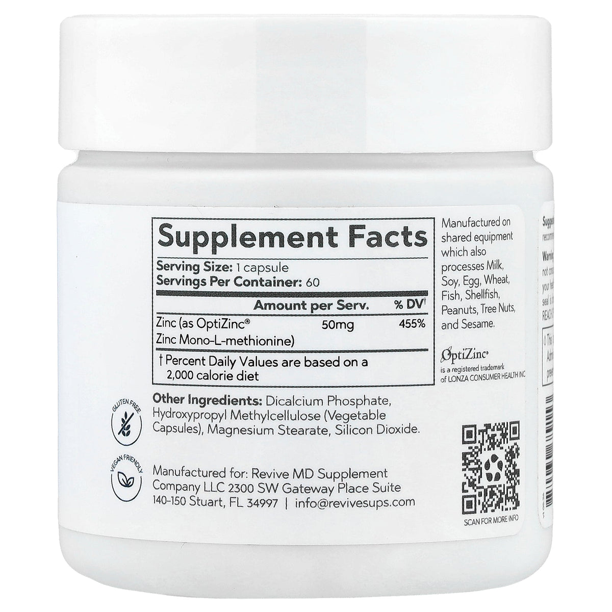 Revive, OptiZinc®, 50 mg, 60 Vegetarian Capsules