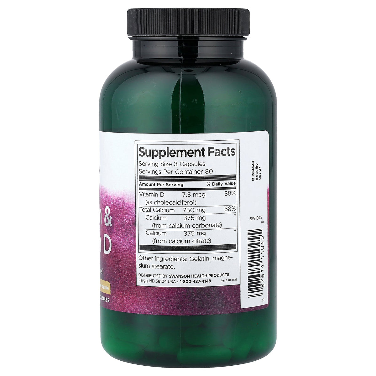 Swanson Vitamins, Calcium & Vitamin D, 240 Capsules