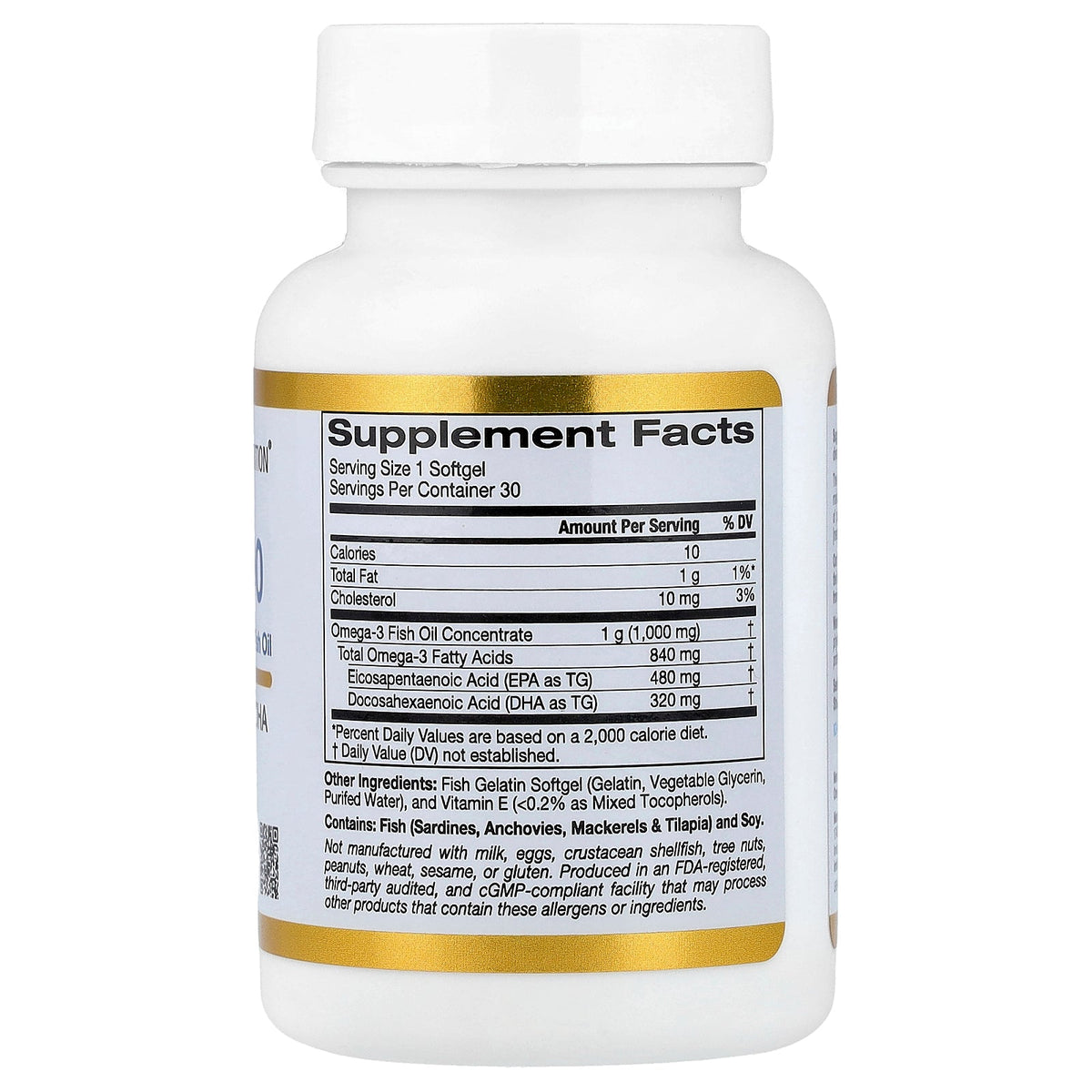 California Gold Nutrition, Omega 800, 30 Fish Gelatin Softgels (1,000 mg per Softgel)
