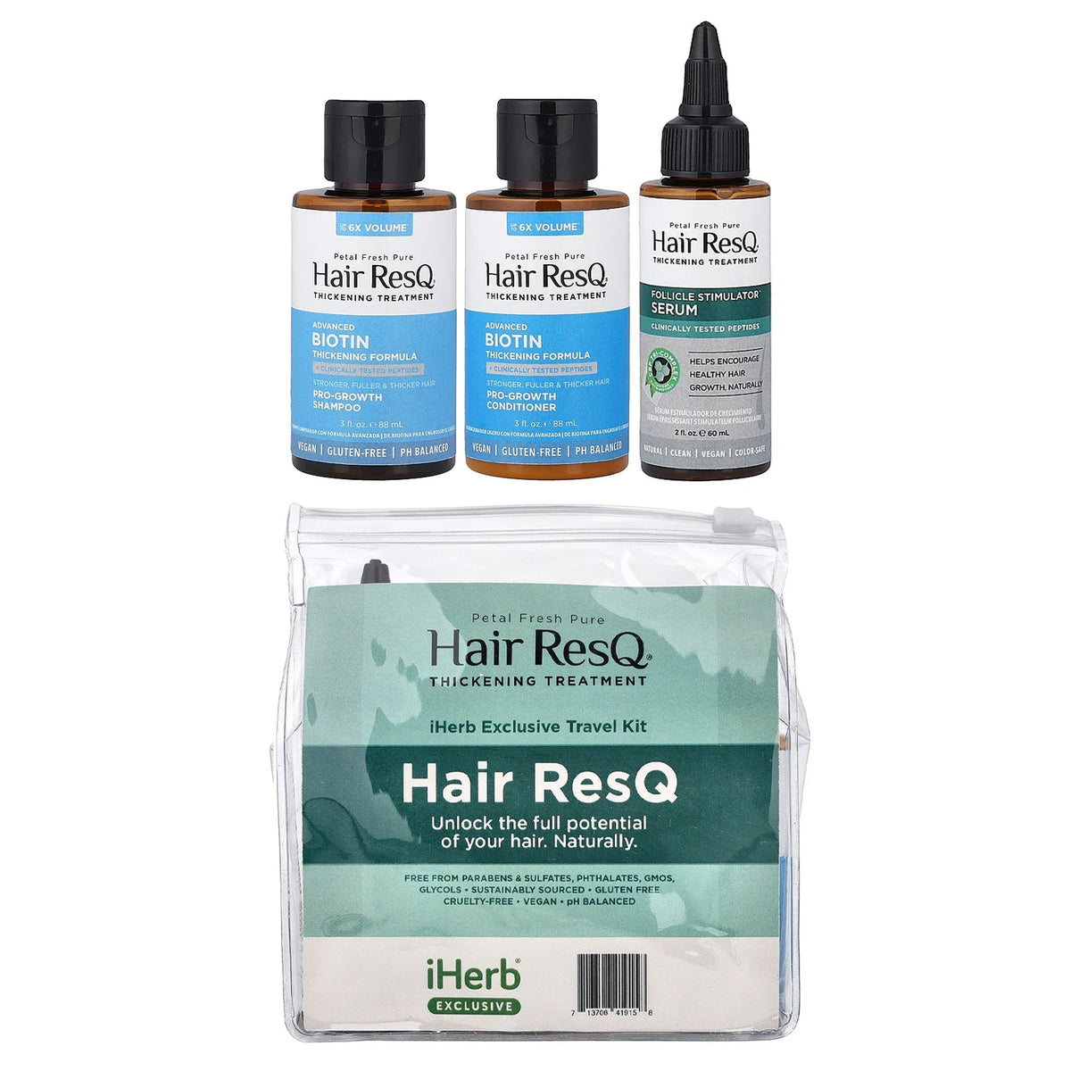 Petal Fresh, Hair ResQ®, Thickening Treatment, iHerb® Exclusive Travel Kit, 4 Piece Kit