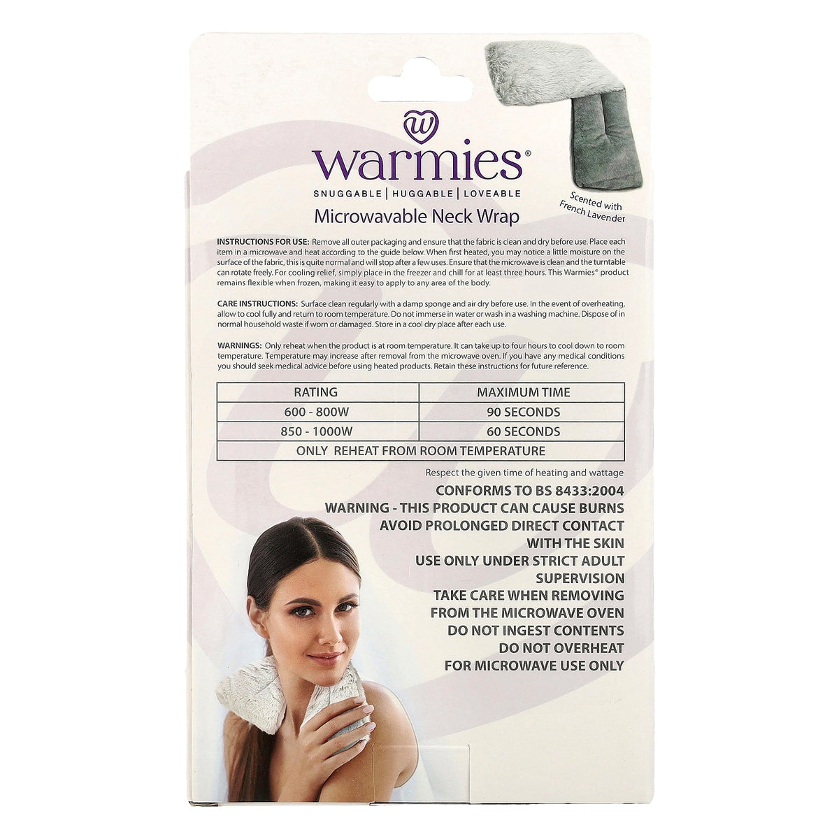 Warmies, Microwavable Neck Wrap, Marshmallow Gray, Relaxing Lavender, 1 Wrap