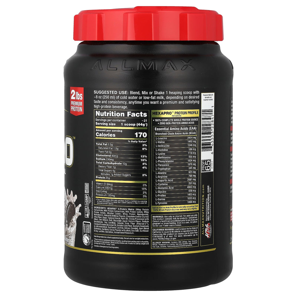 ALLMAX, Hexapro™, High-Protein Lean Meal, Cookies & Cream, 2 lbs (907 g)