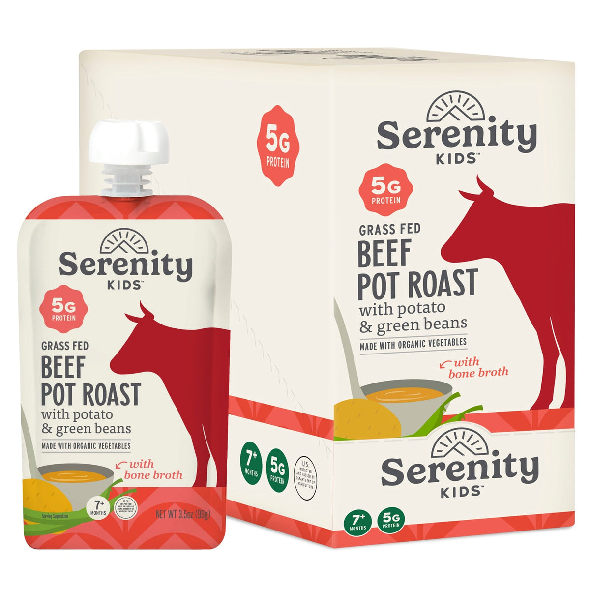 Serenity Kids, Beef Pot Roast with Organic Vegetables & Herbs, 7+ Months, 6 Pouches, 3.5 oz (99 g) Each