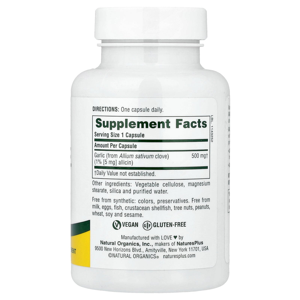 NaturesPlus, Garlite®, 500 mg, 90 Capsules