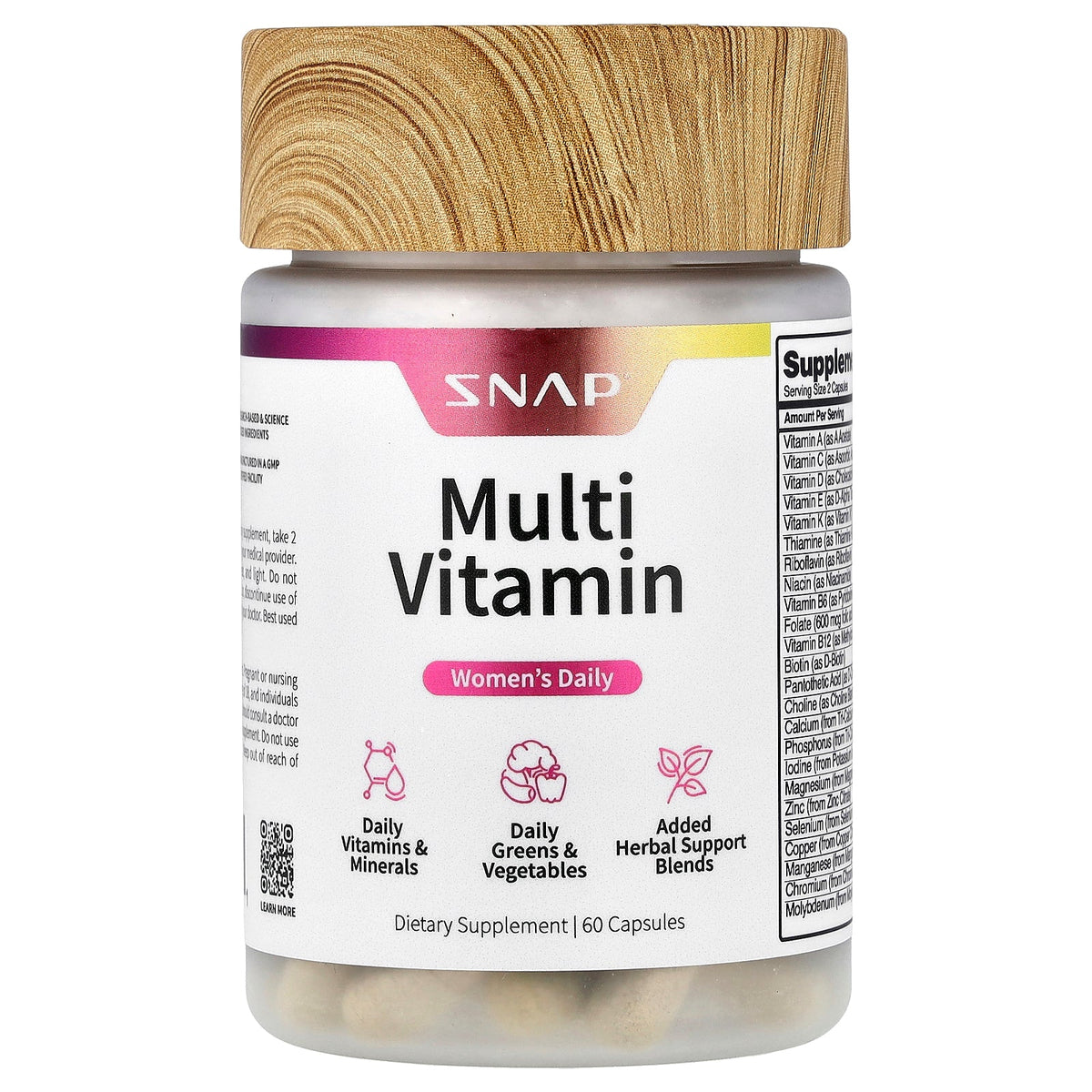 Snap Supplements, Women's Daily, Multi Vitamin, 60 Capsules