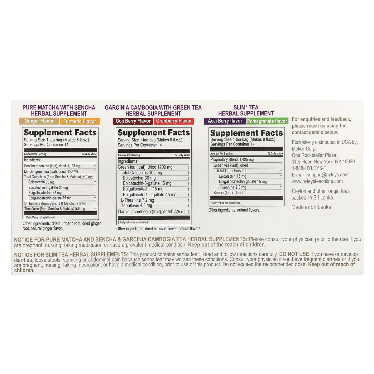 Hyleys Tea, 14 Days Weight Loss Kit, 42 Foil Envelope Tea Bags, 2.22 oz (63 g)