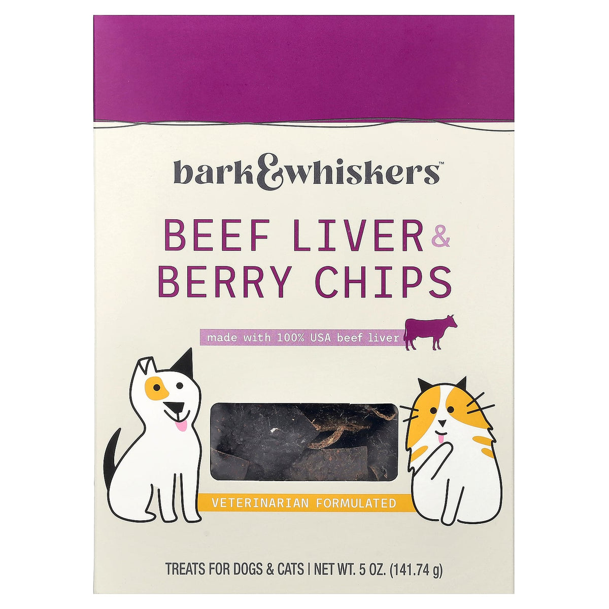 Dr. Mercola, Bark & Whiskers™, Beef Liver & Berry Chips, For Dogs & Cats, 5 oz (141.74 g)