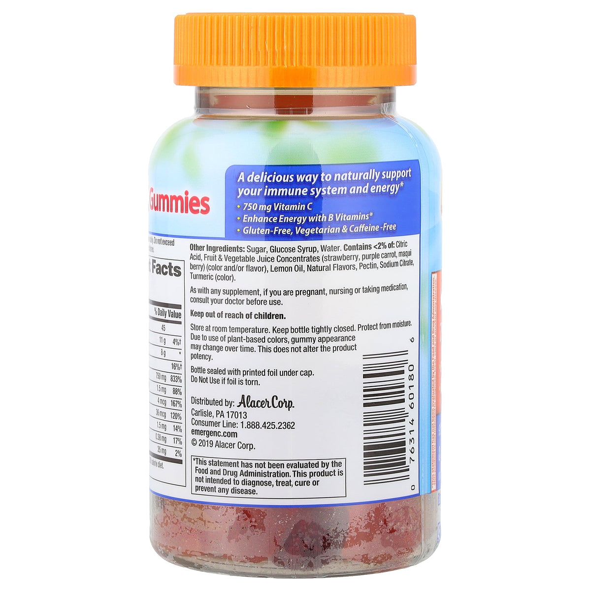 Emergen-C, Immune Support Gummies, Strawberry, Lemon & Blueberry, 45 Gummies