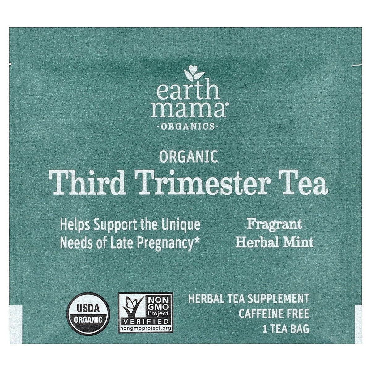 Earth Mama, Organics, 100 Organic Third Trimester Tea, Mint, Caffeine Free, 16 Tea Bags, 0.96 oz (27.2 g)