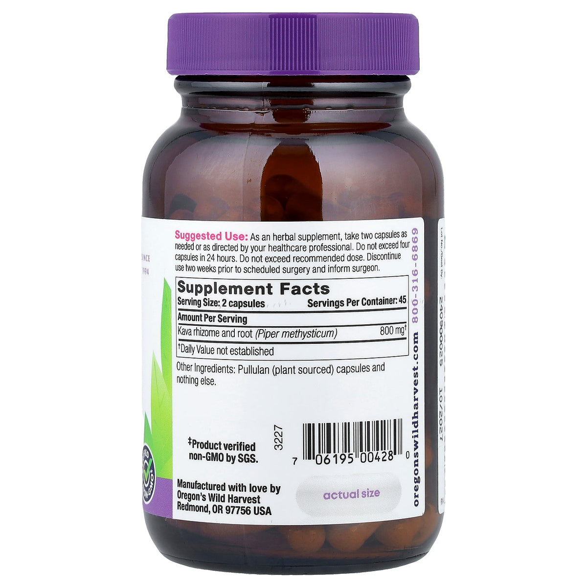 Oregon's Wild Harvest, Kava, 90 Vegan Capsules (400 mg per Capsule)