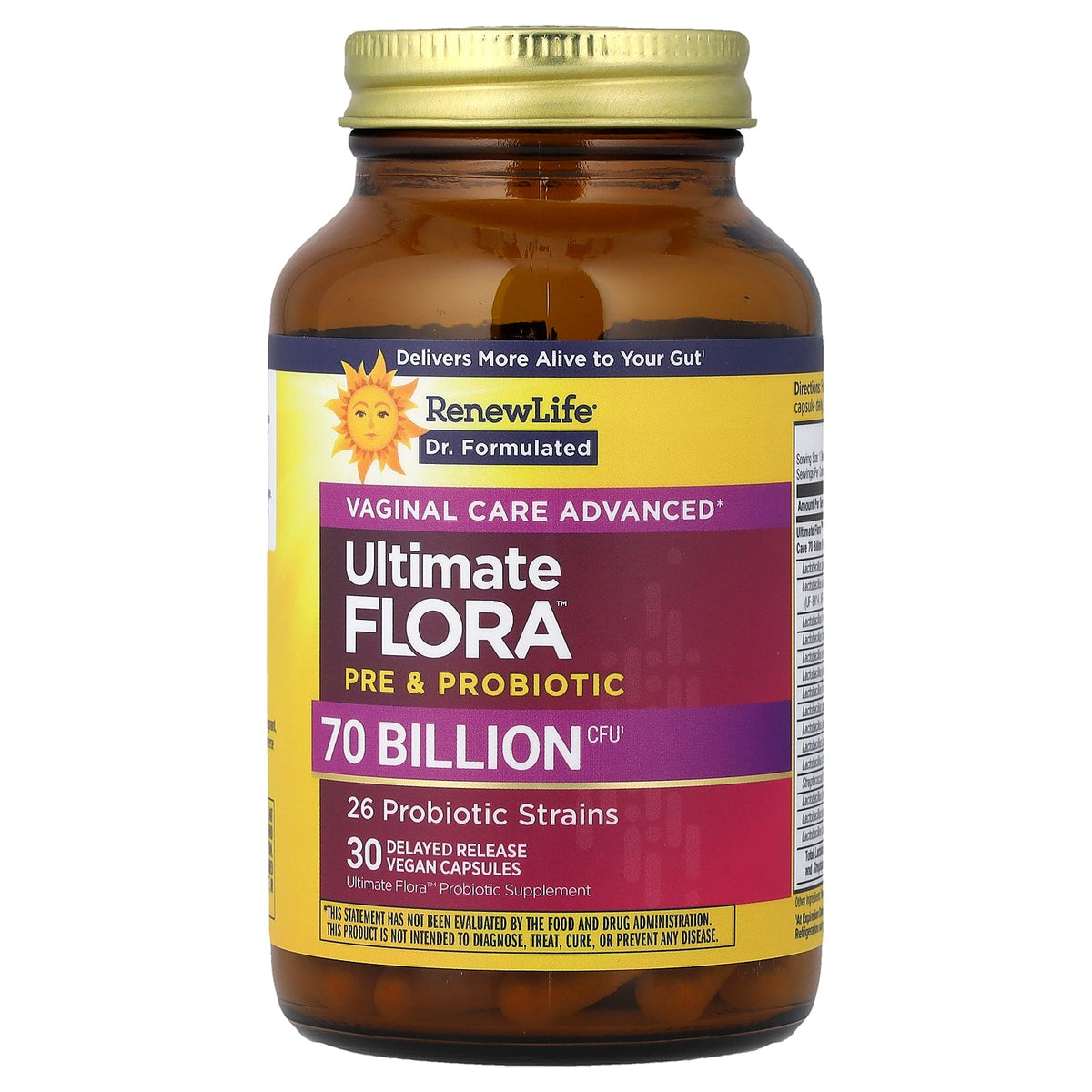 Renew Life, Ultimate Flora™, Vaginal Care Advanced, Pre & Probiotic, 30 Delayed Release Vegan Capsules