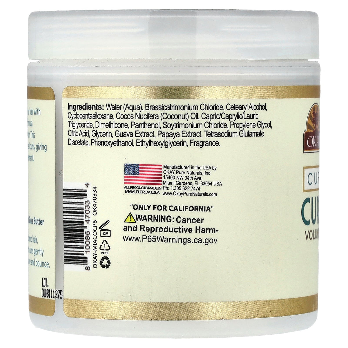 Okay Pure Naturals, Miami South Beach Curls, Curl Pudding, Coconut, 6 oz (170 g)