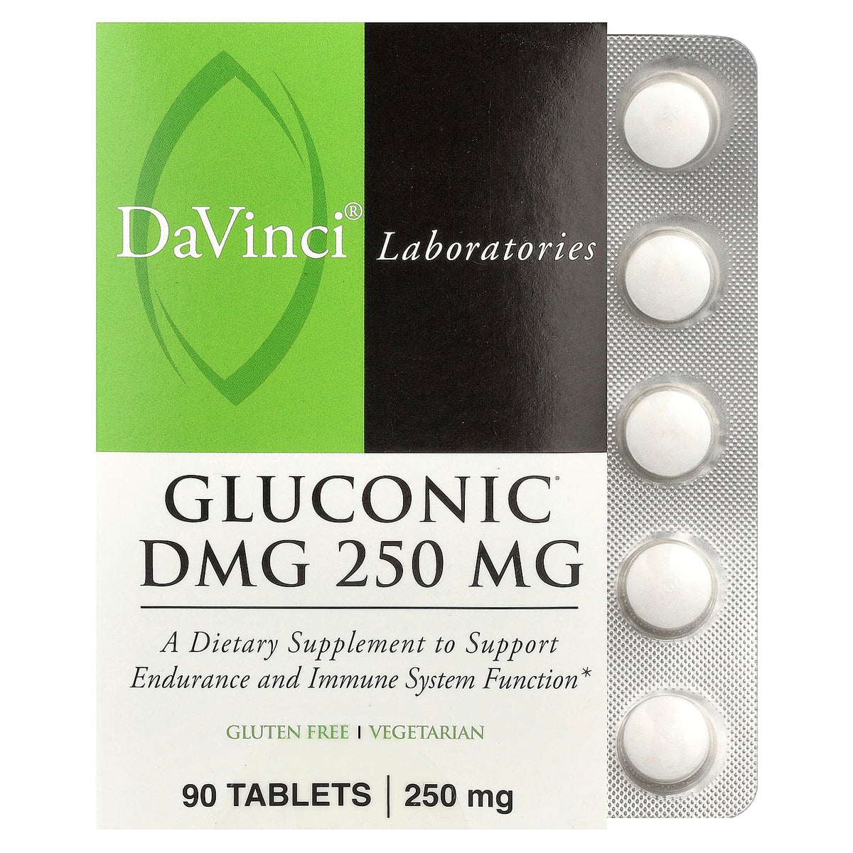 DaVinci Laboratories, Gluconic DMG , 250 mg , 90 Tablets