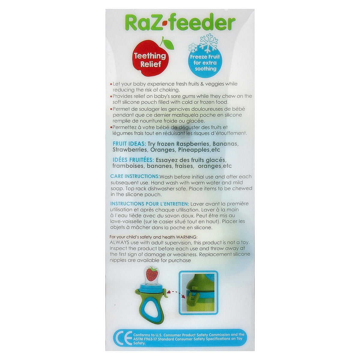 RaZbaby, Raz-Feeder, Blue & Green, 1 Feeder