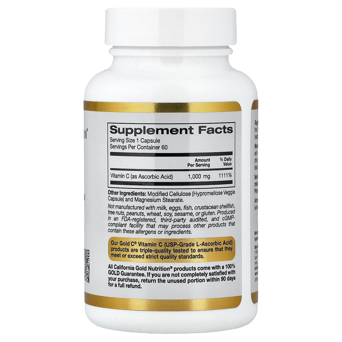California Gold Nutrition, Gold C®, USP Grade Vitamin C, 1,000 mg, 60 Veggie Capsules