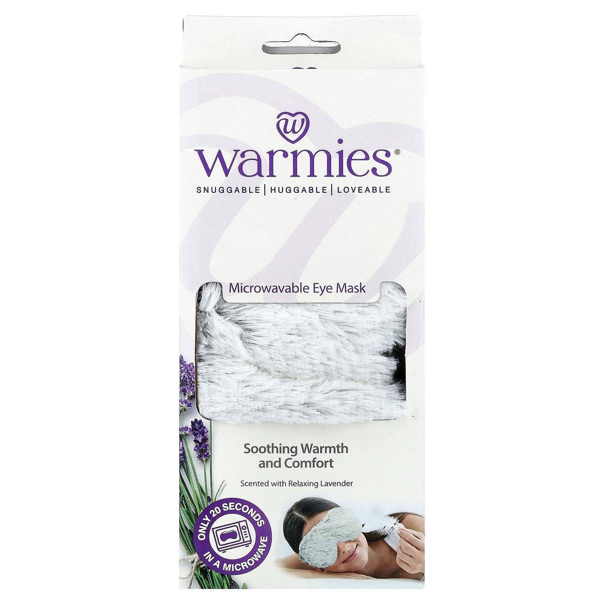 Warmies, Microwavable Eye Mask, Marshmallow Grey, Relaxing Lavender, 1 Mask
