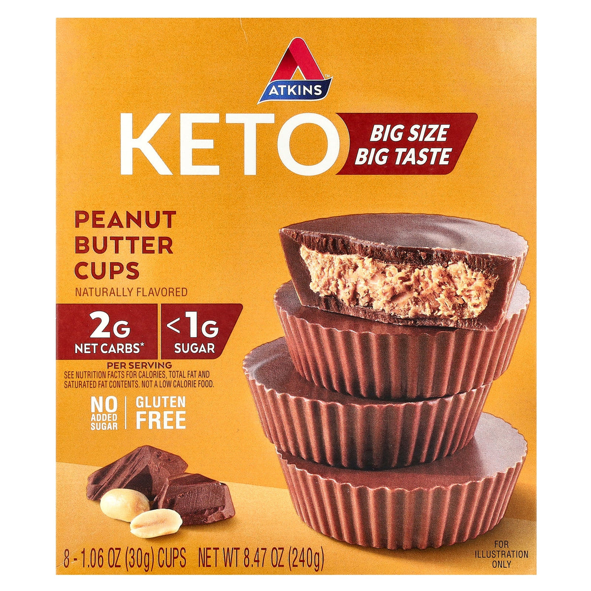 Atkins, Keto, Peanut Butter Cups, 8 Cups, 1.06 oz (30 g) Each