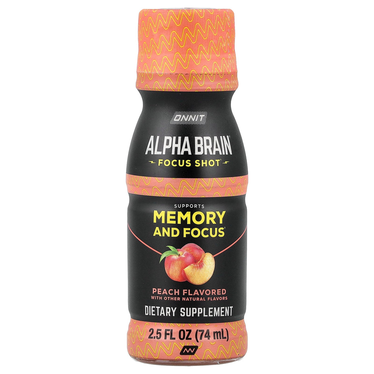 Onnit, Alpha BRAIN® Focus Shot, Peach, 6 Bottles, 2.5 fl oz (74 ml) Each