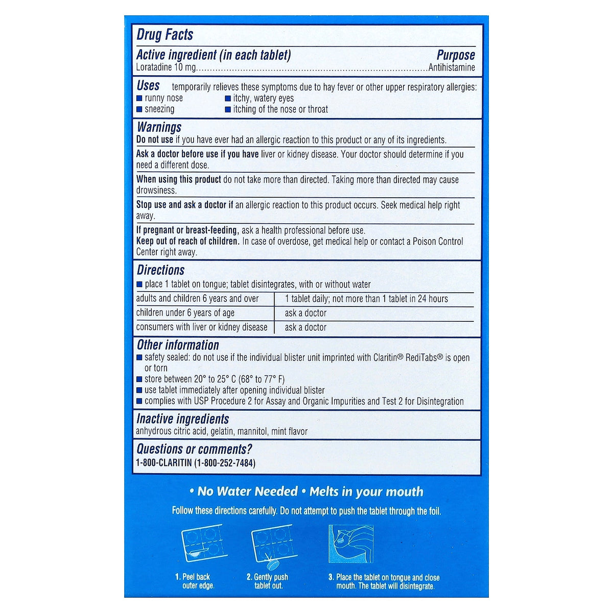 Claritin, Non-Drowsy, RediTabs® For Juniors, Ages 6+, 30 Orally Disintegrating Tablets