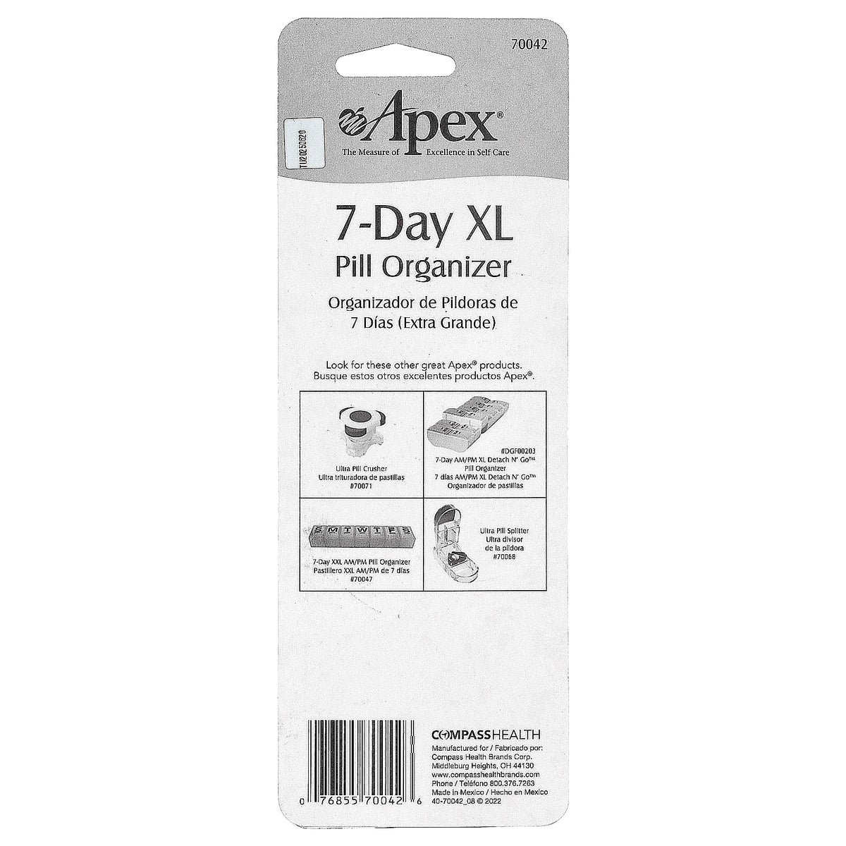 Apex, 7-Day Pill Organizer, X-Large, 1 Count