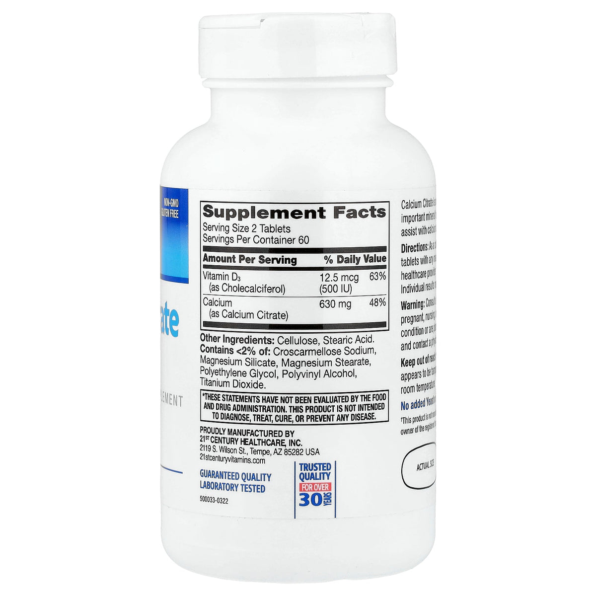 21st Century, Calcium Citrate + D3 Maximum, 120 Tablets