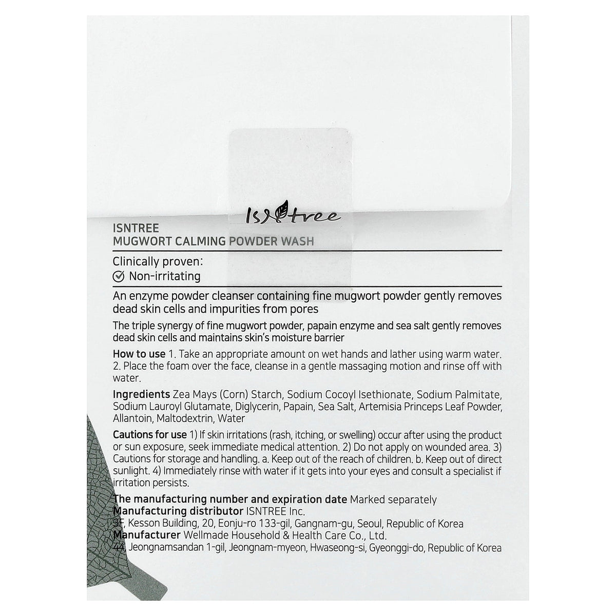 ISNtree, Mugwort Calming Powder Wash, 25 Packets, 0.03 oz (1 g) Each