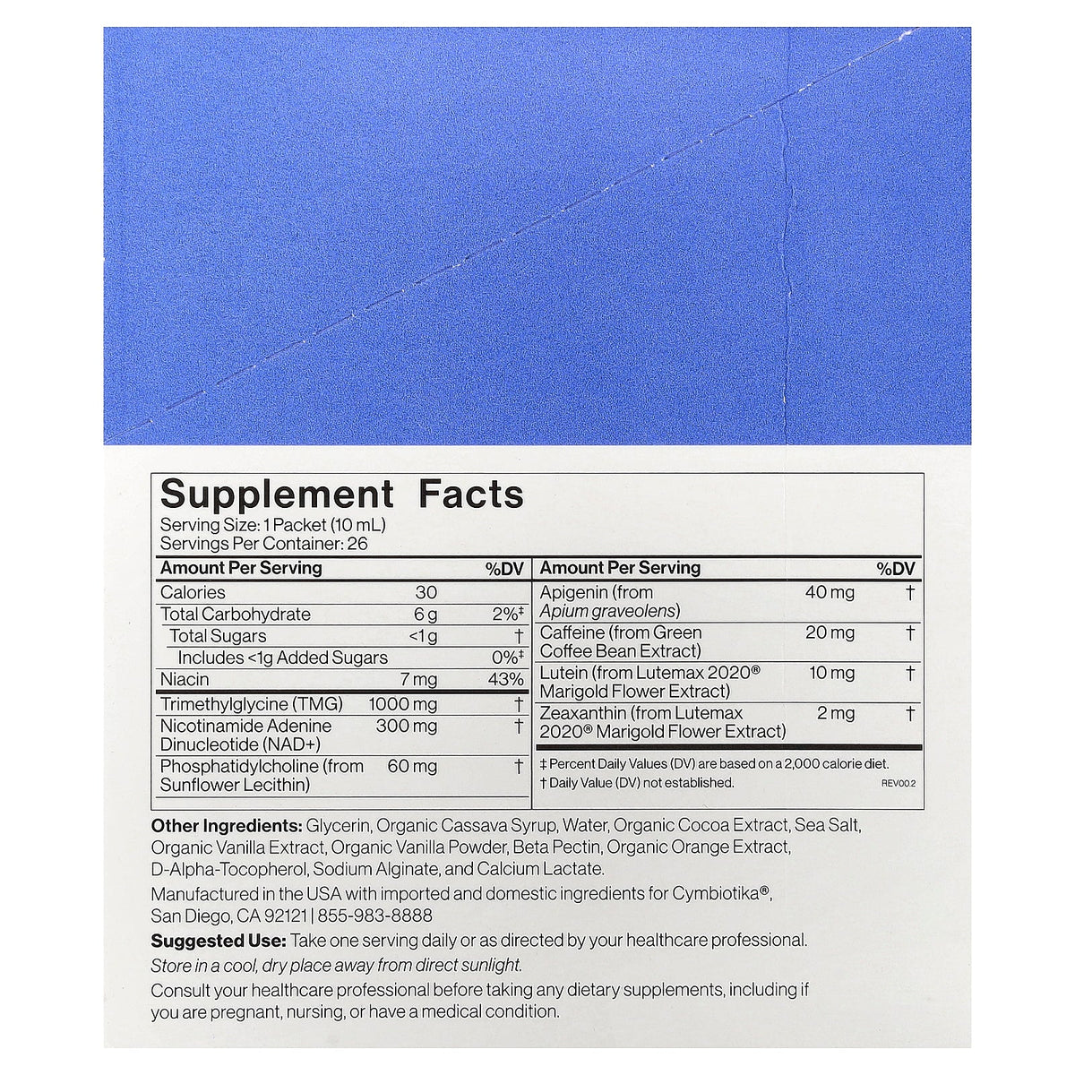 Cymbiotika, Liposomal NAD+, Orange Vanilla, 26 Liquid Packets, 0.34 fl oz (10 ml) Each