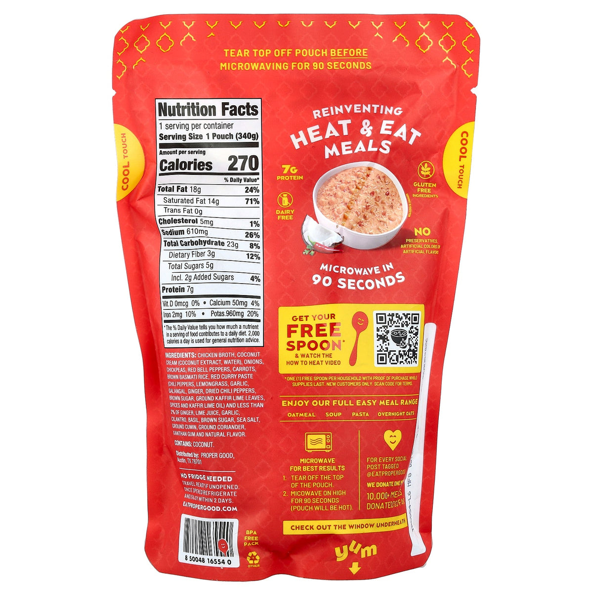 Proper Good, Ready to Heat & Eat, Thai Style, Red Curry Soup, Medium, 12 oz (340 g)