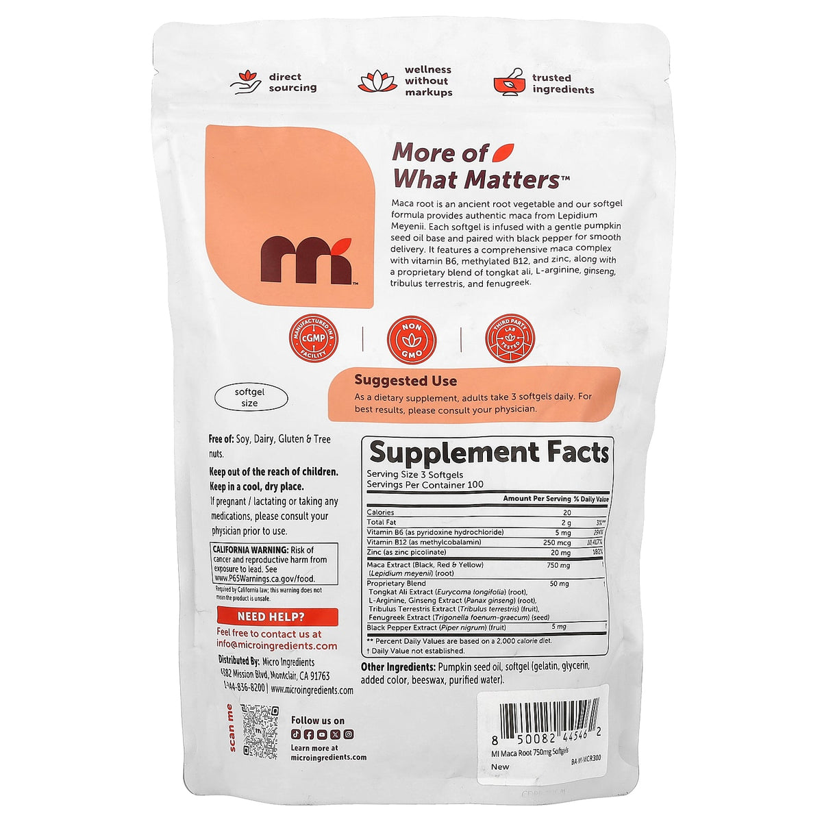 Micro Ingredients, Maca Root Complex, 300 Softgels