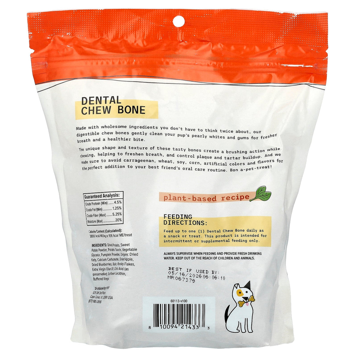 Dr. Mercola, Bark & Whiskers™, Dental Chew Bones, For Adult Dogs, Veggie, 15 Bones, 1.02 oz (29 g) Each