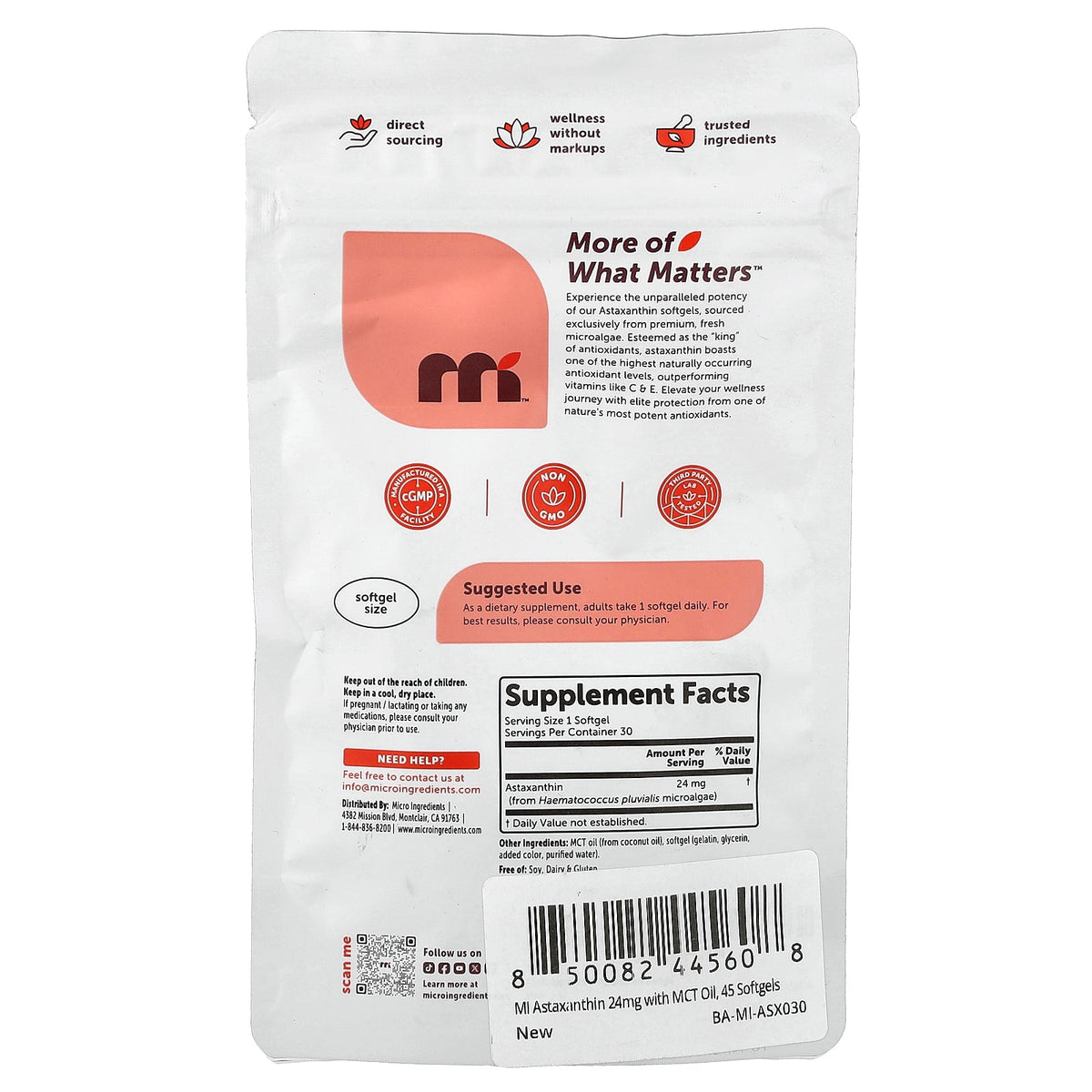 Micro Ingredients, Astaxanthin, 24 mg, 30 Softgels