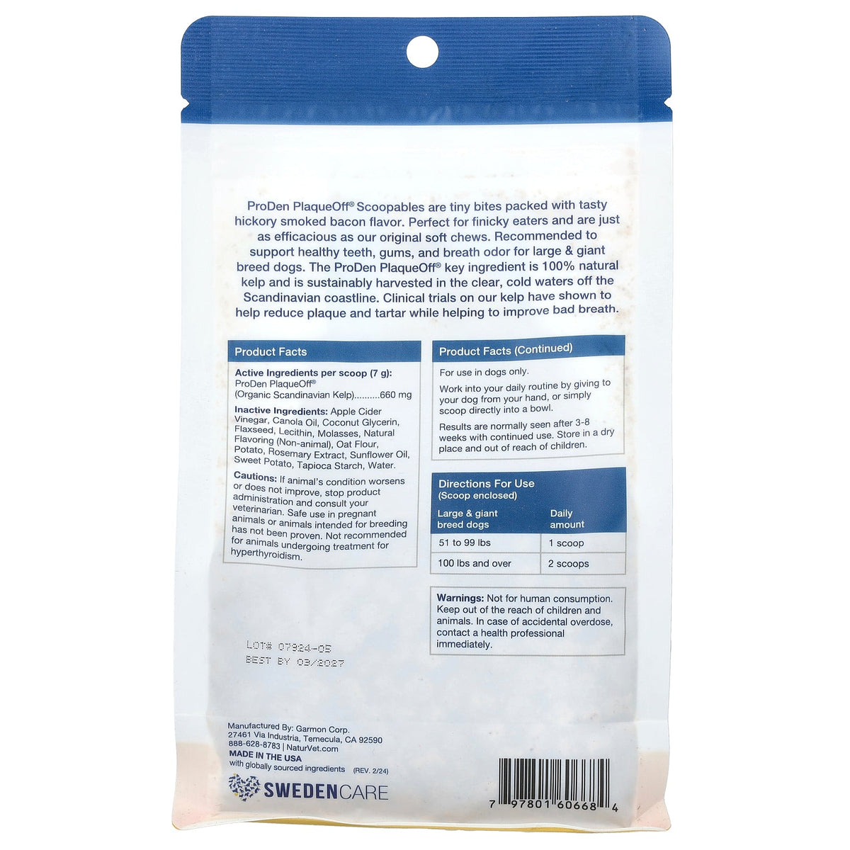 ProDen PlaqueOff® Scoopables, For Large & Giant Breed Dogs, Hickory Smoked Bacon , 45 Scoops, 11 oz (315 g)