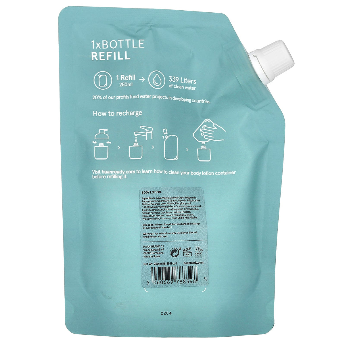 Haan, Body Lotion Refill, Forest Grace, 8.45 fl oz (250 ml)